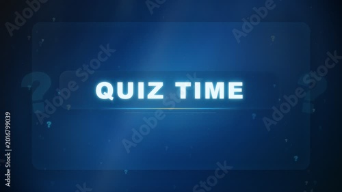 Premium Quiz Time Background with Glowing Question Marks and Blue Game Show Lights