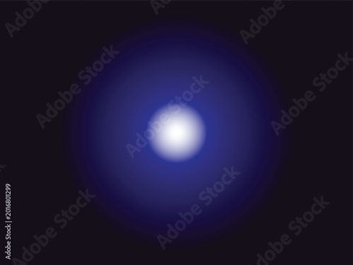 Glowing blue and white orb on dark background with radiant light effect