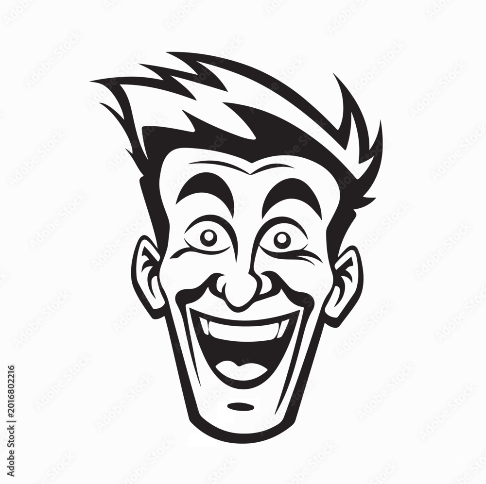 Obraz premium Laughing Young Male Character Vector Art On White Backgound