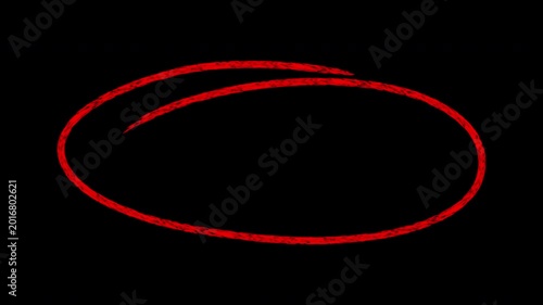 Hand-drawn red circle overlay animation on transparent background, for emphasis doodle