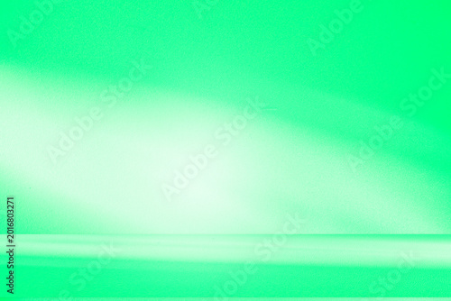 Wall interior background, studio and backdrops show products. with leaf shadow leaf from window color green and white. background for text insertion and presentation of product	