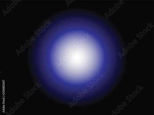 Glowing blue light circle on dark background with white center