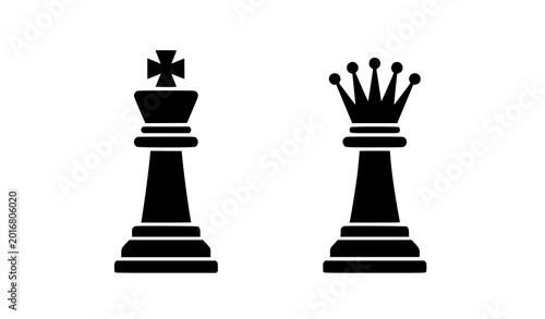 Φωτογραφία Chess king and queen silhouette vector illustration isolated on white background