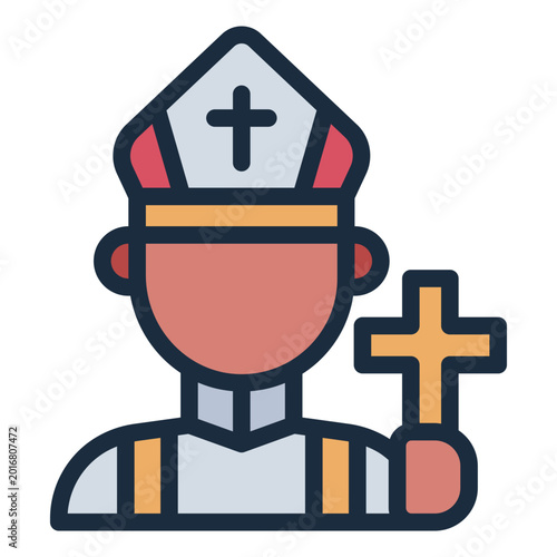 Photos Catholic bishop or pope filled line icon