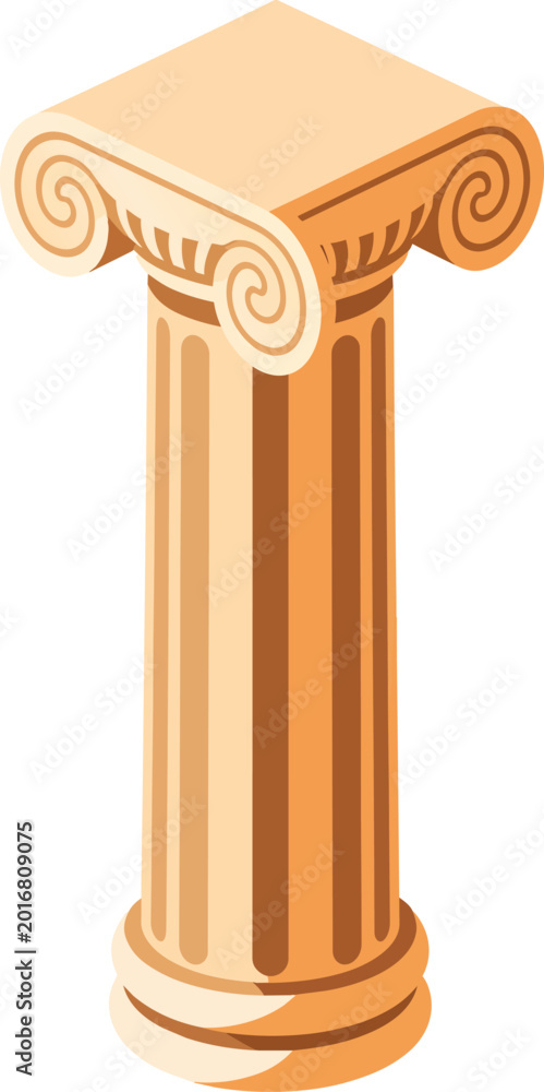 Fototapeta premium Classical Greek Ionic Column Isometric Vector Architecture Element