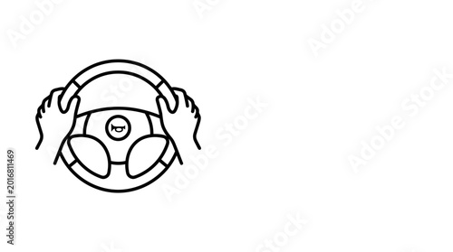 Fotografija Minimalist outline icon of a person driving a car holding the steering wheel
