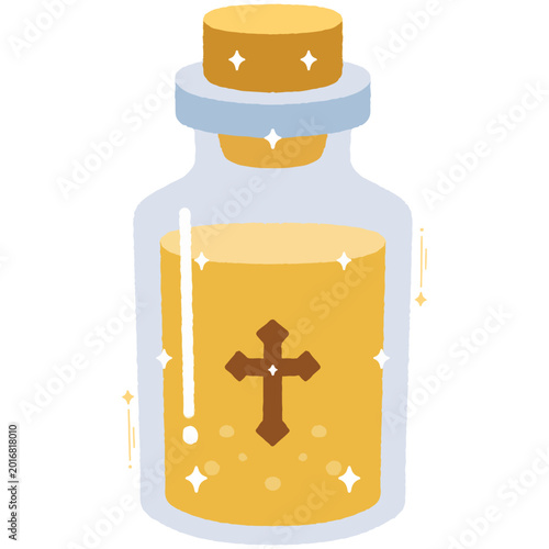 Quadro su tela Ceremonial glass vial containing consecrated holy oil for church sacraments and anointing