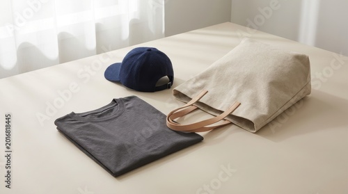 T Shirt Cap Tote Bag Mockup