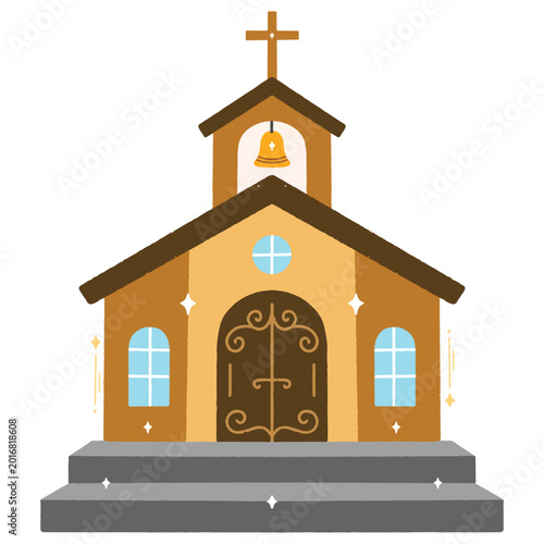 Tableau sur toile Flat design illustration of a traditional parish church for religious and cultural festival themes