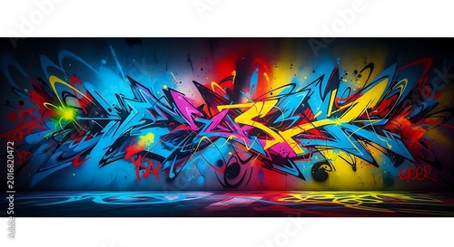 Vibrant Abstract Graffiti Art Mural Explosion of Color Urban Street Art Style