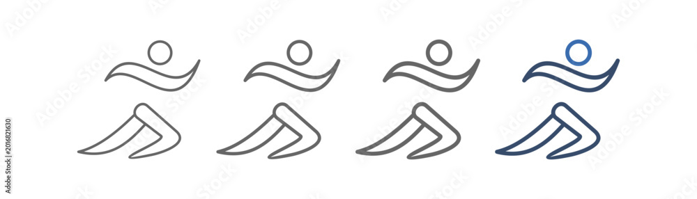 Fotografie outline icon set running with runner design