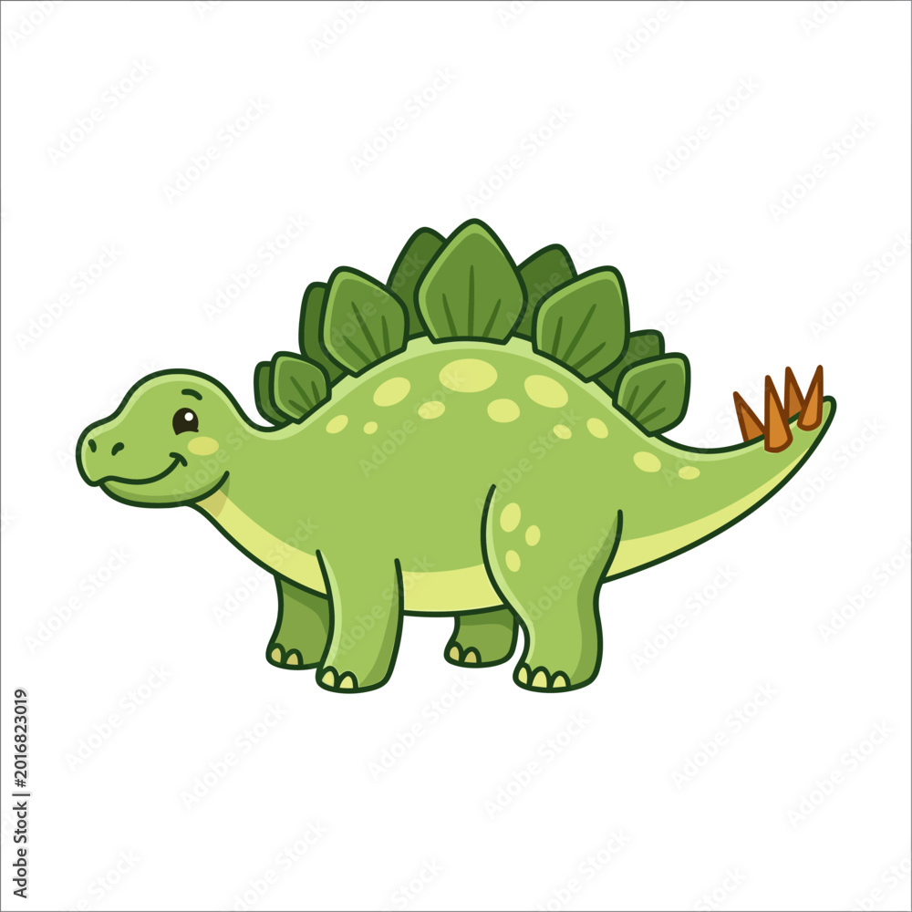 Fototapeta premium Cute Green Stegosaurus Dinosaur