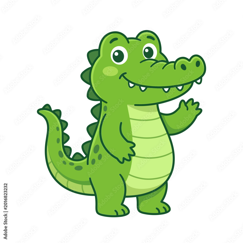 Fototapeta premium Green Crocodile Cartoon Character