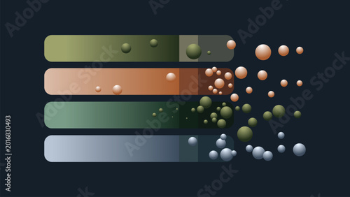Loading bar progress animation with colorful dots and gradient background