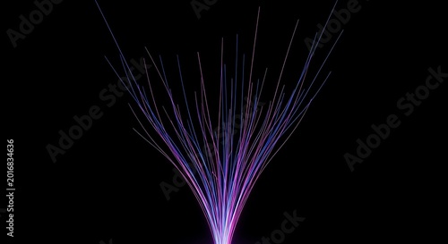 Colorful Fiber Optic Light Display with Radiating Strands in Dark Background.