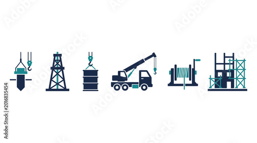Construction process icons from foundation to scaffolding illustrating building stages and infrastructure development