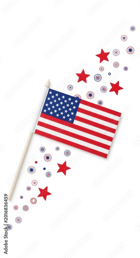 Obraz premium American flag with red stars and circular patterns for fourth of july patriotic celebration and national holiday