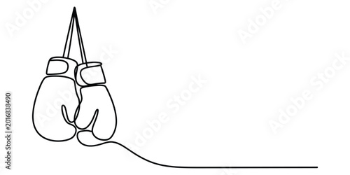 Bild auf Leinwand Continuous one line drawing of a pair of boxing gloves