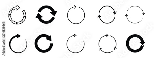 Cuadro en lienzo Refresh and rotation arrow icon set