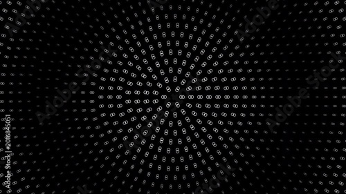 Animated abstract background featuring radial particle patterns, circular tunnel motion, and futuristic depth effects. Ideal for motion graphics, technology visuals, digital displays, presentations, a