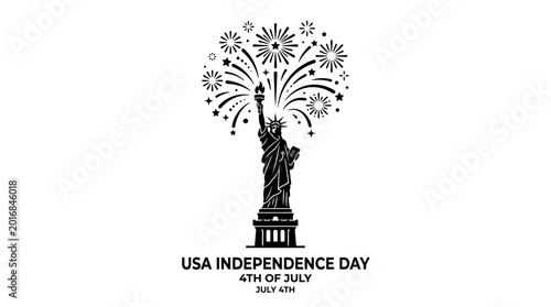 Statue of Liberty with fireworks on Independence Day