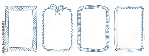 Obraz na płótnie Hand drawn doodle frame set with hearts and decorative bow