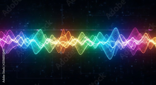 Colorful Sound Waves Displaying Vibrant Audio Spectrum Visualization.