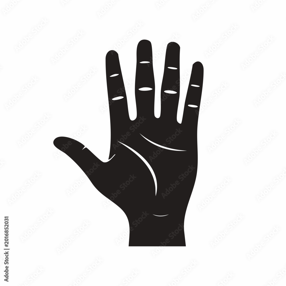 Obraz premium Black Silhouette of an Open Hand