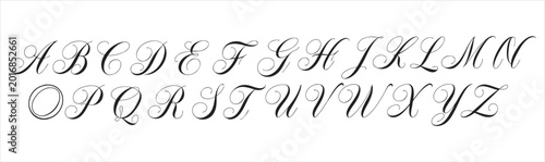 Schilderij op canvas Elegant script alphabet collection isolated on white background