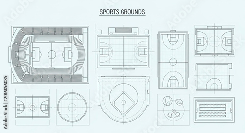 Sports Field Layouts and Designs for Various Games.