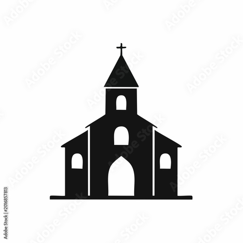 Black Silhouette of a Church with a Cross