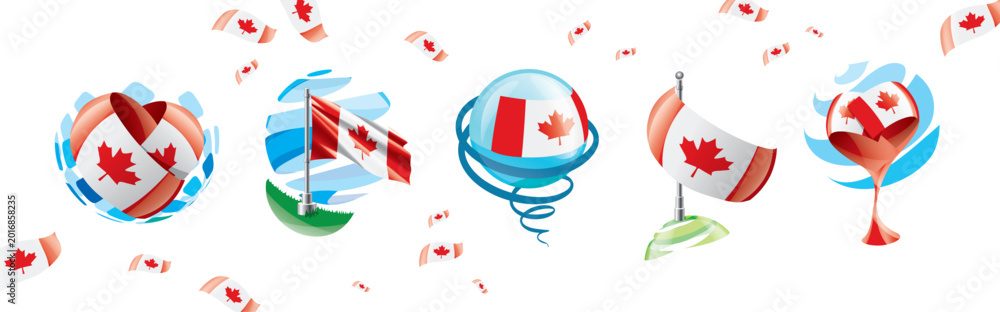 Obraz premium Vector set of the Canadian flag in various creative designs
