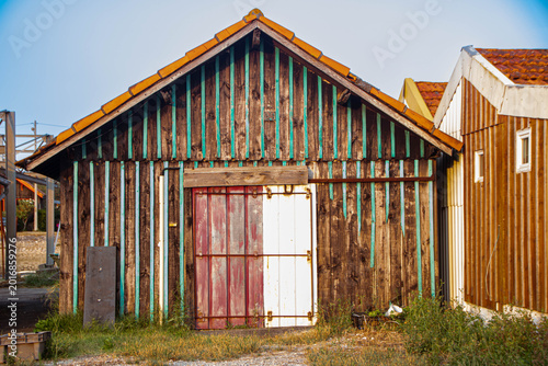 Rustic Oyster Farming Cabins in La Teste-de-Buch Port at Sunset