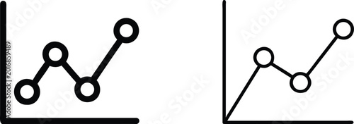 Foto Financial line chart icons set showing growth trends with circular points on coordinate axis for business monitoring