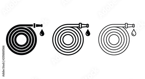 Obraz na płótnie coiled garden hose set black and white line art
