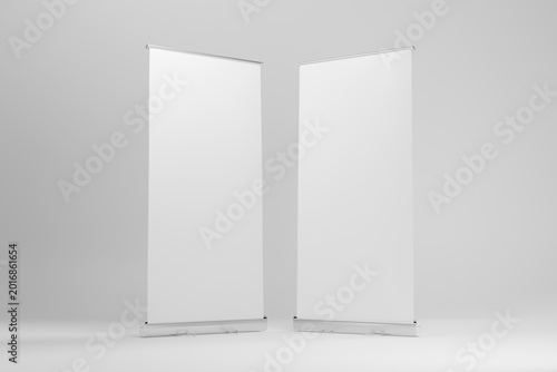 Mockup for Product Promotion Featuring Two Blank Isolated Roll Up Banners