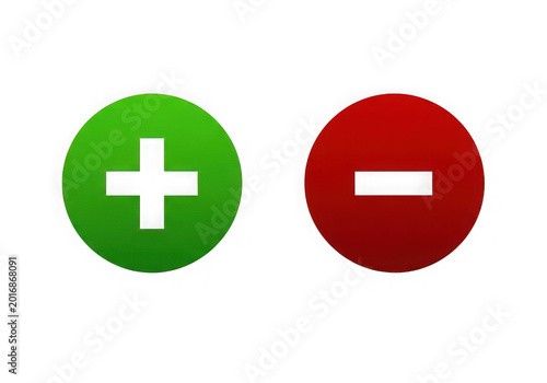 Circular buttons with plus and minus symbols isolated on transparent background