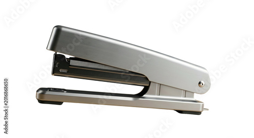 Silver stapler isolated on transparent background 