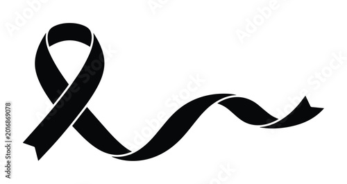 Foto Black ribbon vector illustration, a solemn symbol of mourning, remembrance, and awareness