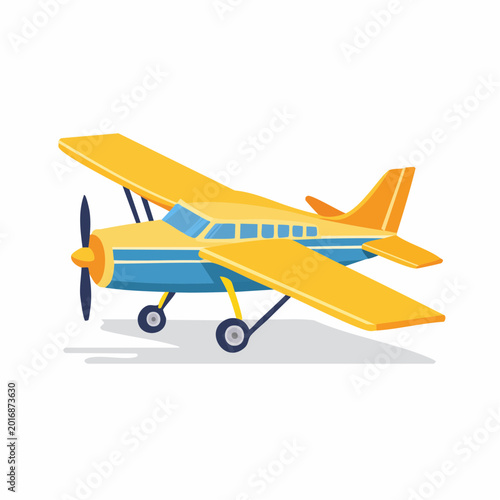 Yellow and Blue Small Airplane Illustration