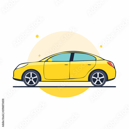 Yellow Sedan Car Illustration