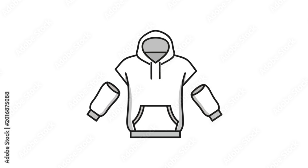 Fototapeta premium DIY Hoodie Design Elements: White Hoodie with Detachable Sleeves
