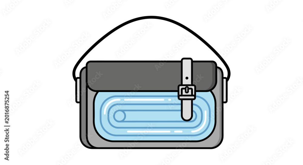 Fototapeta premium Modern Grey Satchel Bag with Blue Spiral Design Front Pocket