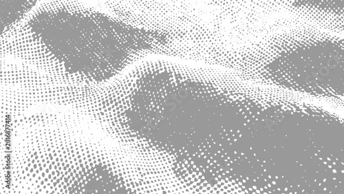 Cuadro en lienzo Halftone pattern with varying dot density and gradient effect on gray background