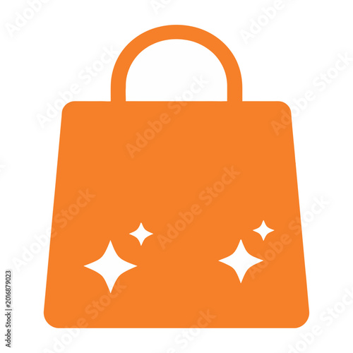 Bright orange shopping bag with star cutouts flat design vector
