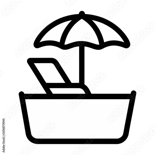 Minimalist shopping cart with open umbrella protection vector