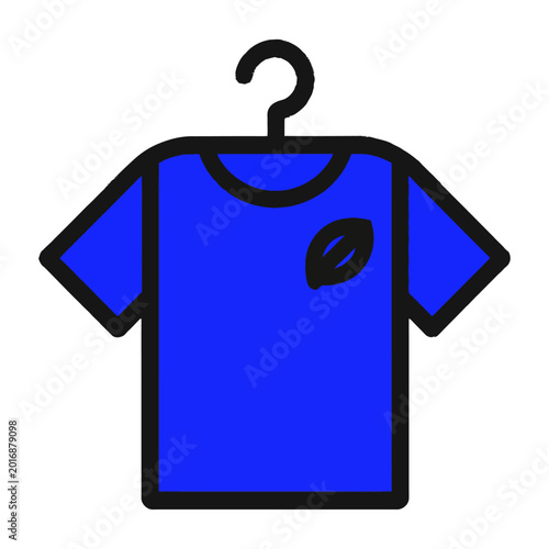 Blank blue t-shirt with question mark hanging on hanger flat design vector