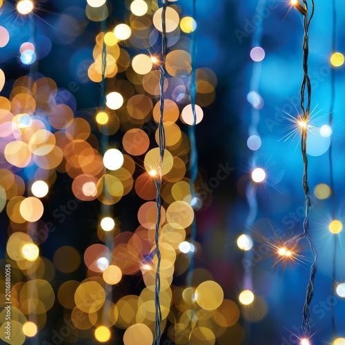 Bright Lights Create a Background for a Celebration During the Evening Hours