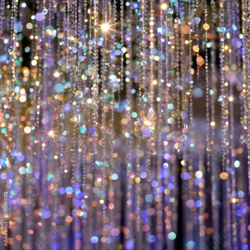 Sparkling Crystals Hanging in a Decorative Display at an Event During the Eve...