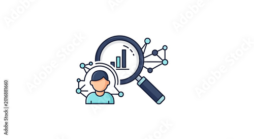 Tableau sur toile Businessman Analyzing Data With Magnifying Glass.